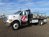 2004 FORD F750 XL S/A Super Duty Flatbed Truck, Caterpillar Diesel, Automatic, Double Reel Carrier,