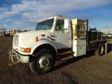 1998 INTERNATIONAL 4900 S/A Flatbed Truck, DT466E, Automatic, Ingersoll Rand 160 CFM Diesel Air