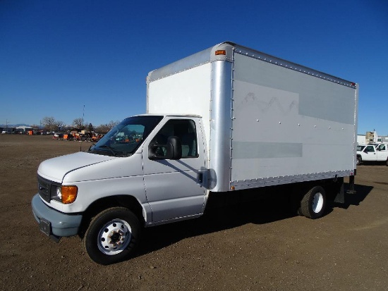 2005 FORD E350 Cube Van, Diesel, Automatic, 15' Box, Pullout Ramp, Rollup Door, Dually, Buyer Will