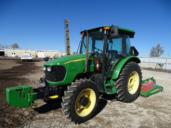 2008 John Deere 5525 4WD Agricultural Tractor, Enclosed Cab w/ Heat & A/C, Alamo Side Sickle Bar