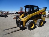 2015 Caterpillar 262D Skid Steer Loader, Bucket & Forks, Auxiliary Hydraulics, 12-16.5 Tires, Hour
