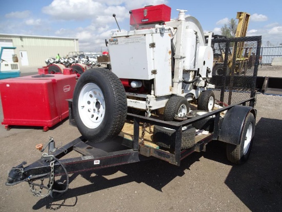 2001 OUTLAW S/A Utility Trailer, 5' x 8', Fold Down Back Ramp, w/ Sreco Mobile Easement Hose Reel,