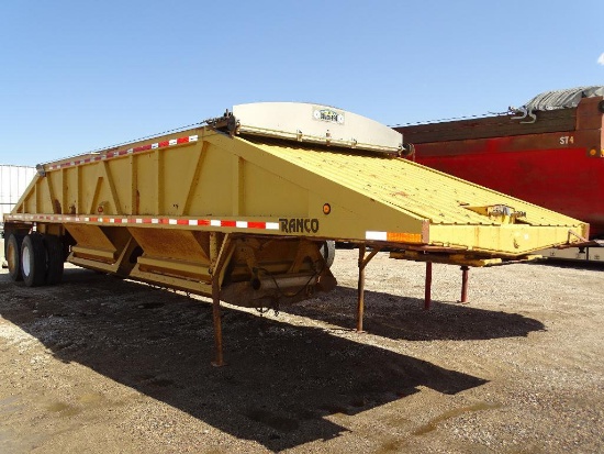 1991 RANCO T/A Belly Dump Trailer, Double Gate, Spring Suspension, Tarp, 70,000 LB GVWR, 11R22.5