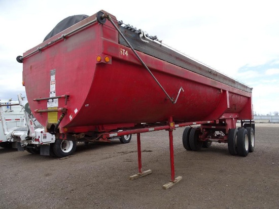 1985 HOBBS T/A Rock Trailer, Frameless, 30' Length, Tarp, 68,000 LB GVWR, Spring Suspension, 11R24.5