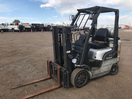 Nissan Propane Forklift, Model MCPL02A20LV, 3240 LB Capacity, 80in Lift Height, 2-Stage Mast, Solid