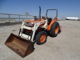 Kubota L2850 4WD Tractor/ Loader, 3-Pt, PTO, 57in Rototiller Attachment, Hour Meter Reads: 874, S/N: