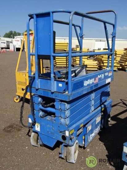 Upright MX19 Electric Scissor Lift, 19' Lift Height, No Batteries, Running Condition Unknown