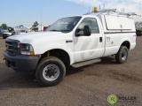 2003 FORD F250 XL Super Duty 4x4 Pickup, 5.4L, Automatic, Topper Shell w/ Ladder Rack