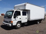 2003 ISUZU NQR S/A Crew Cab Van Body Truck, Turbo Intercooled Diesel, Automatic, 16' Box, Waltco