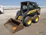 2007 New Holland L170 Skid Steer Loader, Enclosed Cab, No Door, Auxiliary Hydraulics, 10-16.5 Tires,