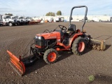 2004 Kubota B7510 4WD Tractor, PTO, 3-Pt, HST, 48in Front Plow Attachment, 5' Aera-Vator Attachment,