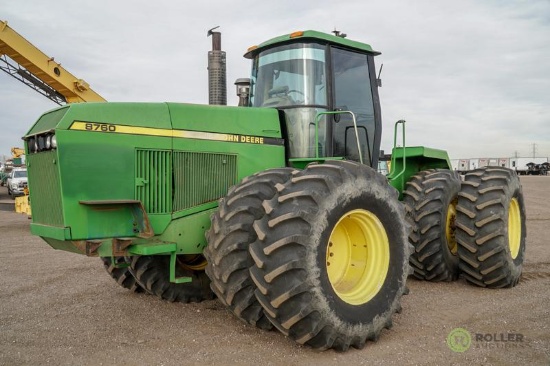 1990 John Deere 8760 4WD Agricultural Tractor, PTO, 3-Pt, 24.5-32 Dual & Front Tires, Rear Auxiliary