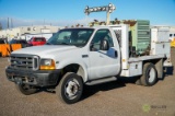 2001 FORD F450 XL Super Duty Flatbed Truck, Triton V10 6.8L, Automatic, Sullair Diesel Air