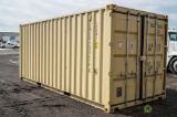 20' Steel Storage Container, w/ Metal Shelving & Lights