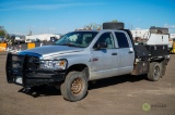 2008 DODGE RAM 3500 Heavy Duty 4x4 Crew Cab Flatbed Truck, Cummins Turbo Diesel 6.7L, Automatic, 9'