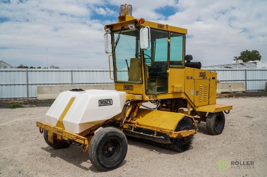 Rosco RB-48 Ride-On Broom, Enclosed Cab, Cummins Diesel, 92in Broom, Water Spray Bar & Holding Tank,