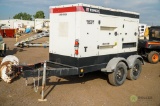 Terex T70C T/A Towable Generator, 60KW, 4-Cylinder Diesel, Pintle Hitch, Hour Meter Reads:10781,