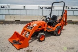 2013 Kubota BX25 4WD Tractor/Loader, Backhoe Attachment, PTO, 3-Pt, S/N: 63647, Hour Meter Reads: