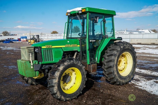 John Deere 5510 4WD Agricultural Tractor, Enclosed Cab w/ Heat & A/C, Cab Leaks, PTO, 3-Pt, Rear