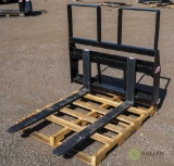 New 48in Pallet Fork Attachment To Fit Skid Steer Loader, 4200 LB Capacity, Step Thru Frame