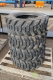 (4) New Turbo 10-16.5 Skid Steer Tires, Model SKS332