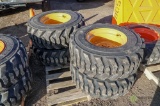 (4) New Turbo 12-16.5 Skid Steer Tires w/ Wheels