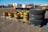 (18) Volvo Motor Grader Tire Rims and (3) 14.00-R24 Tires, County Units