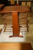 Pine Mid-Century Modern Magazine Rack, Table