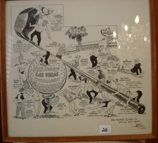 framed cartoom by Carl Hubenthal, 1953 , tournamnet of champions characters