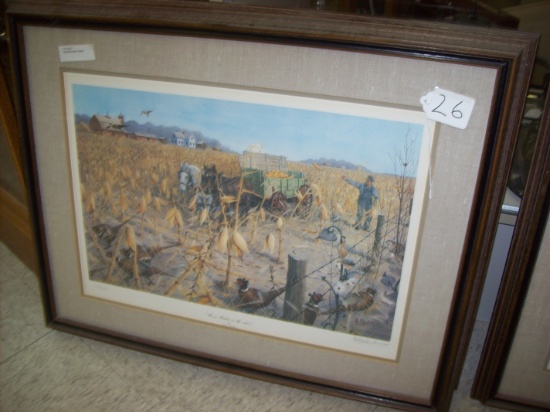 Les Kouba Corn Picking in The 1930's Signed & Numbered