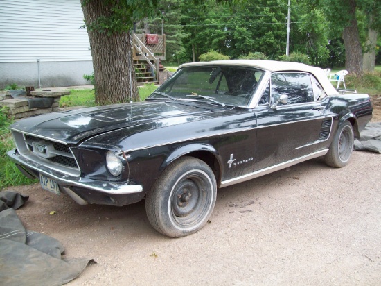 1967 Ford Mustang convertible unrestored-MN title -302 auto. Odometer shows 93,227