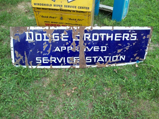 Dodge Brothers Approved Service Station porcelain sign. 5 ft. x 18" one sided