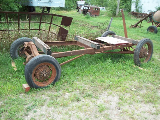 Model A Ford frame and wheels