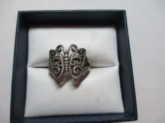 Sterling Butterfly Ring Sz 5.75 con 6