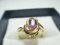 Gold Toned Ring and Amethyst - Size 6 - con 570