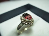 Sterling Silver and Garnet Ring - Size 5.5 - con 570