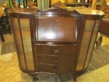 Antique Oak Secretary - Curved Glass and 6 Shelves - 44x48x14 -> Will not be Shipped! <- con 467