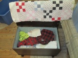 Wooden Trunk Full of Linen and Quilt 31x20x19 Will Not Be Shipped con 467