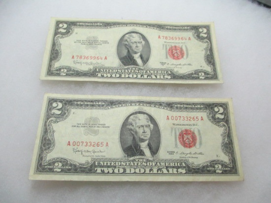 Two $2.00 Red Seals - 1953-c 1963 - con 572