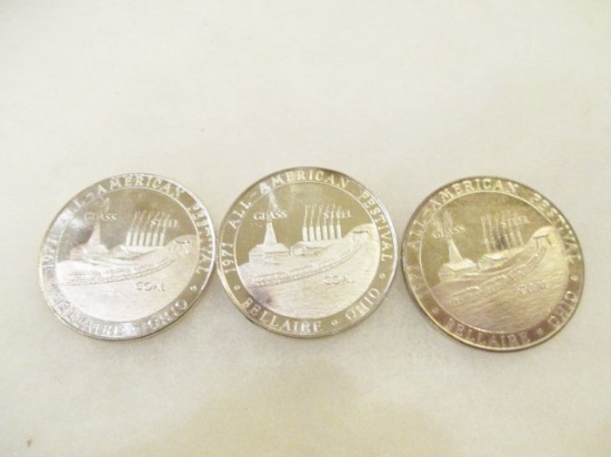 Three Sterling Silver 1971 Centenial Coins - 78 Grams - con 572