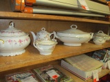 Shelf Lot of Old England China - serving Dishes, Teapots and more -> Will not be Shipped! <- con 1
