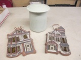 3pcs assorted pottery - 2 Trivets and a Container -> Will not be Shipped! <- con 515