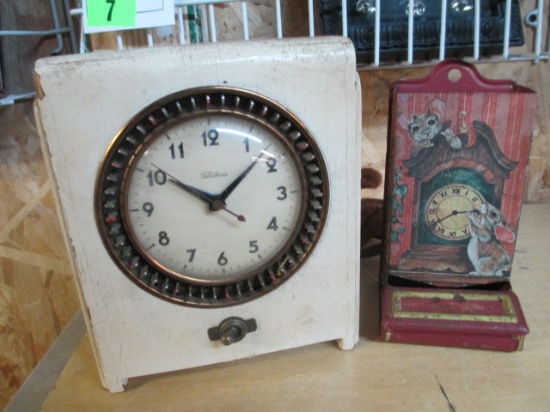 Old Teleconrock Clock with Tin Match Safe - con 509