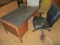 Wood Desk with Leather Chair - 48x30x29 -> Will not be Shipped! <- con 12