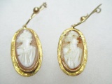 10K Gold Earrings with Cameo - con 576