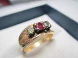 10K Gold Ruby Ring - Size 5.75 - con 9