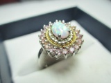.925 Silver and Opal Ring - Size 7 - con 9