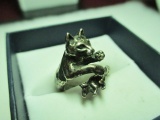 Sterling Silver Cat Ring - Adjustable Size - con 9