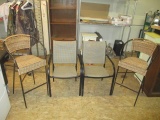 Pair of Wicker Stools with 2 outdoor Chairs Tallest 42