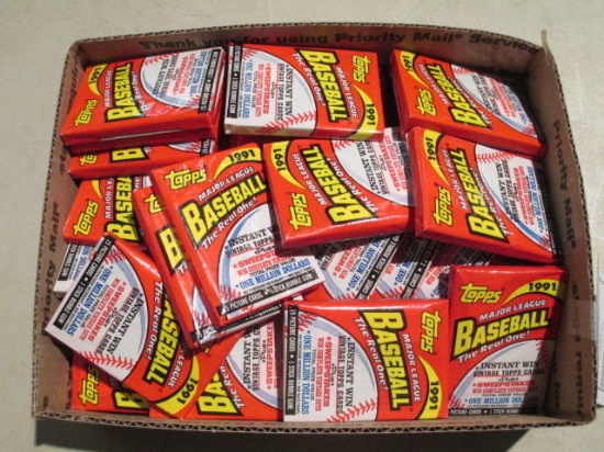 40 Unopened Packs of 1991 Topps Baseball cards con 75